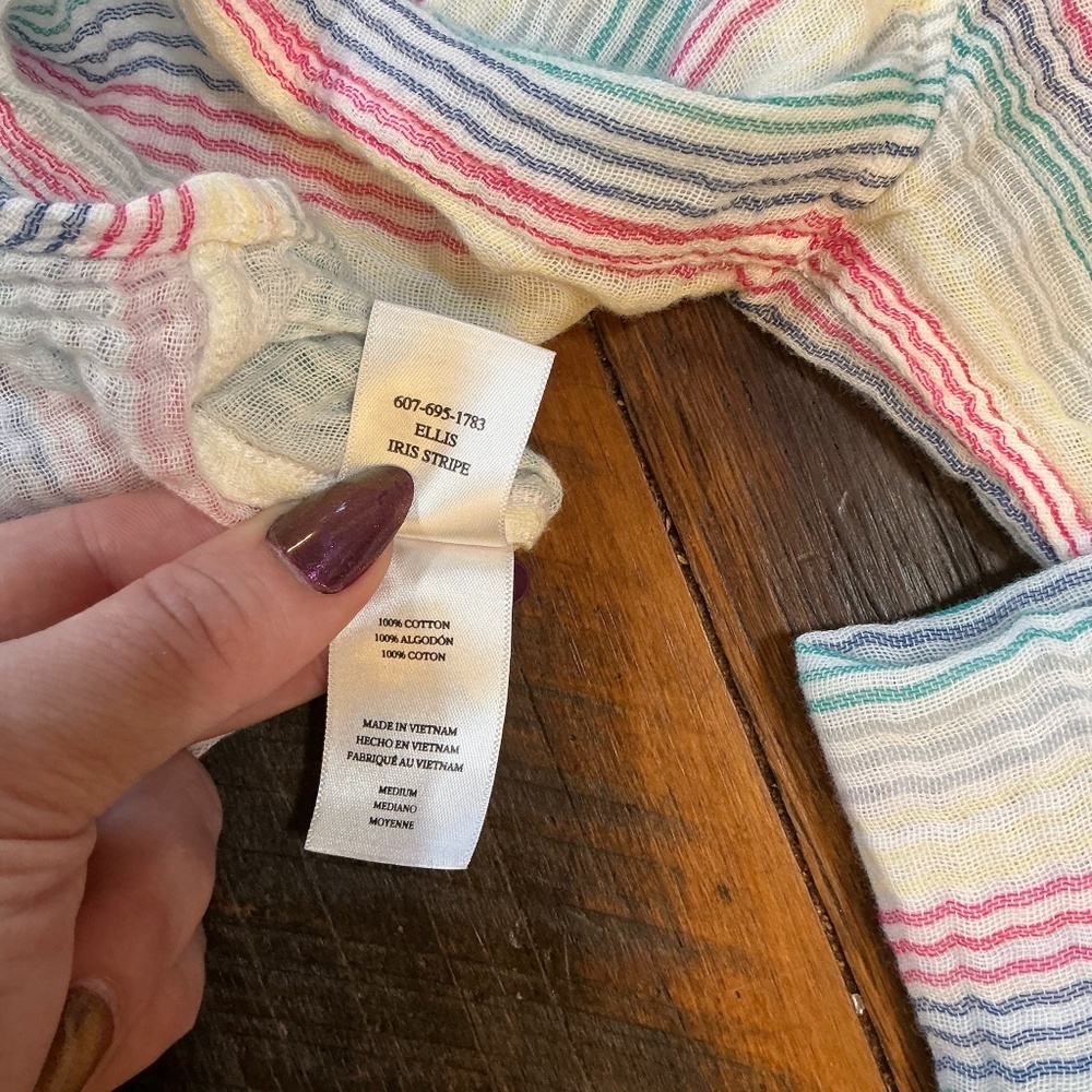Rails Ellis Rainbow Stripe Button Down Shirt Medi… - image 7